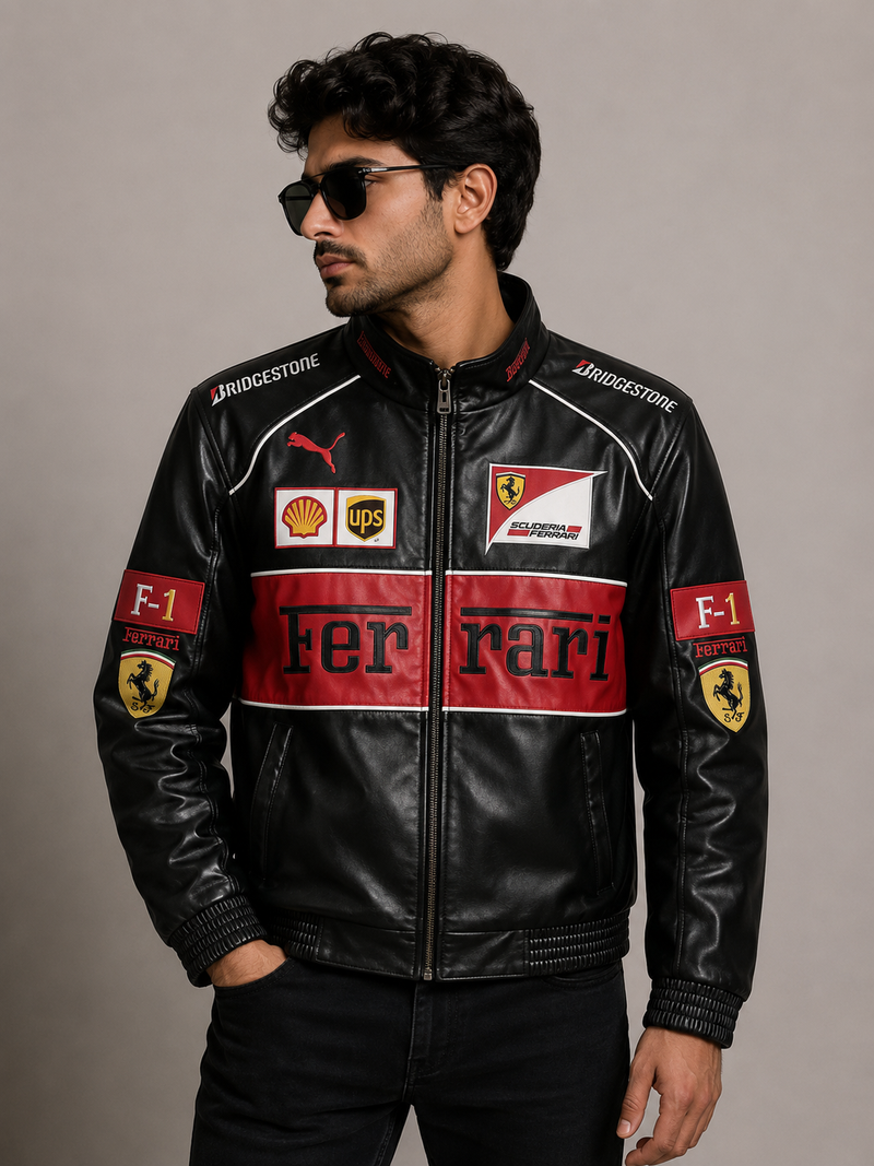 Ferreri Black And Red
Scuderia Racing Premium Leather Jacket