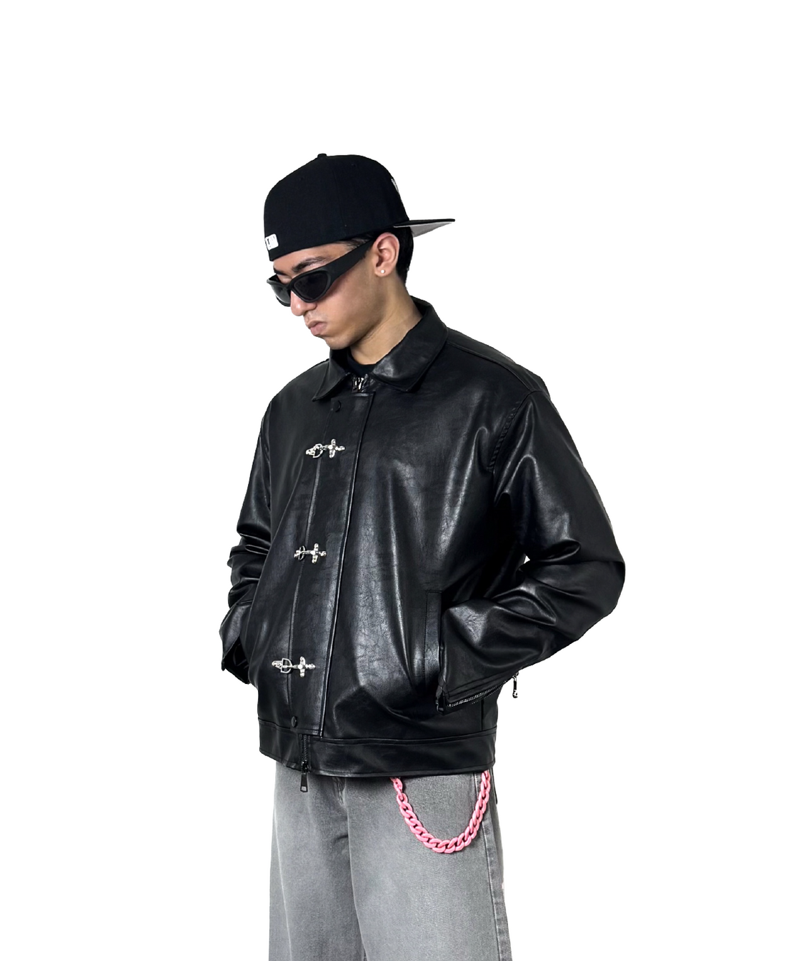 City Apparel Premium Black Leather Jacket for Men | Classic Toggle Closure | Regular Fit