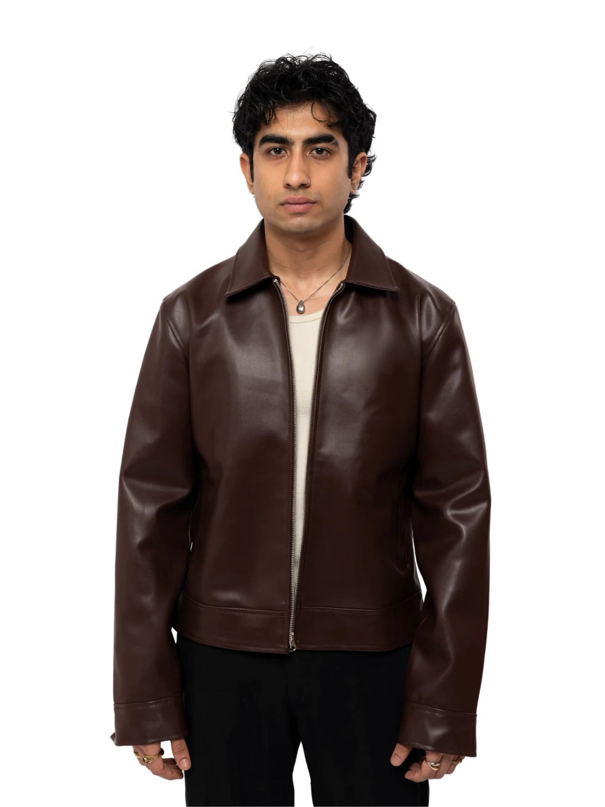 Classic Chocolate Brown Unisex Collar Leather Jacket – City Apparel Premium Collection.