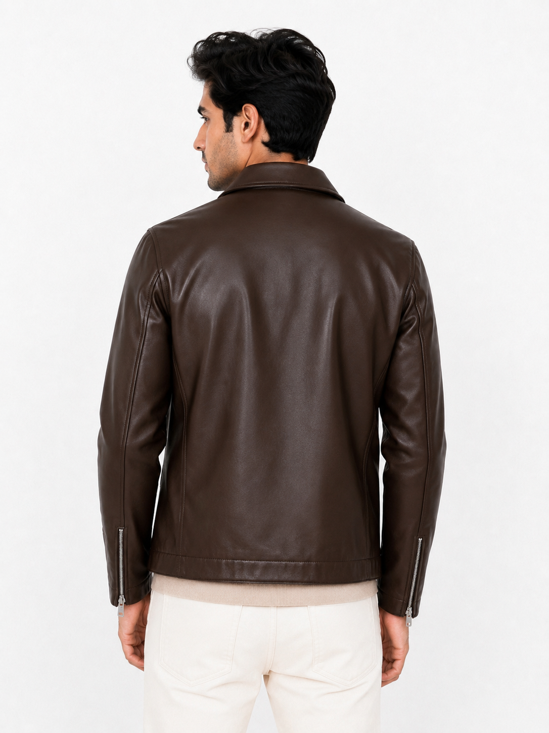 Classic Chocolate Brown Unisex Collar Leather Jacket – City Apparel Premium Collection.