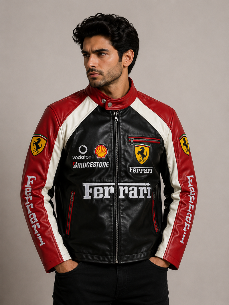 Ferreri Maroon Scuderia Racing Premium Leather Jacket l