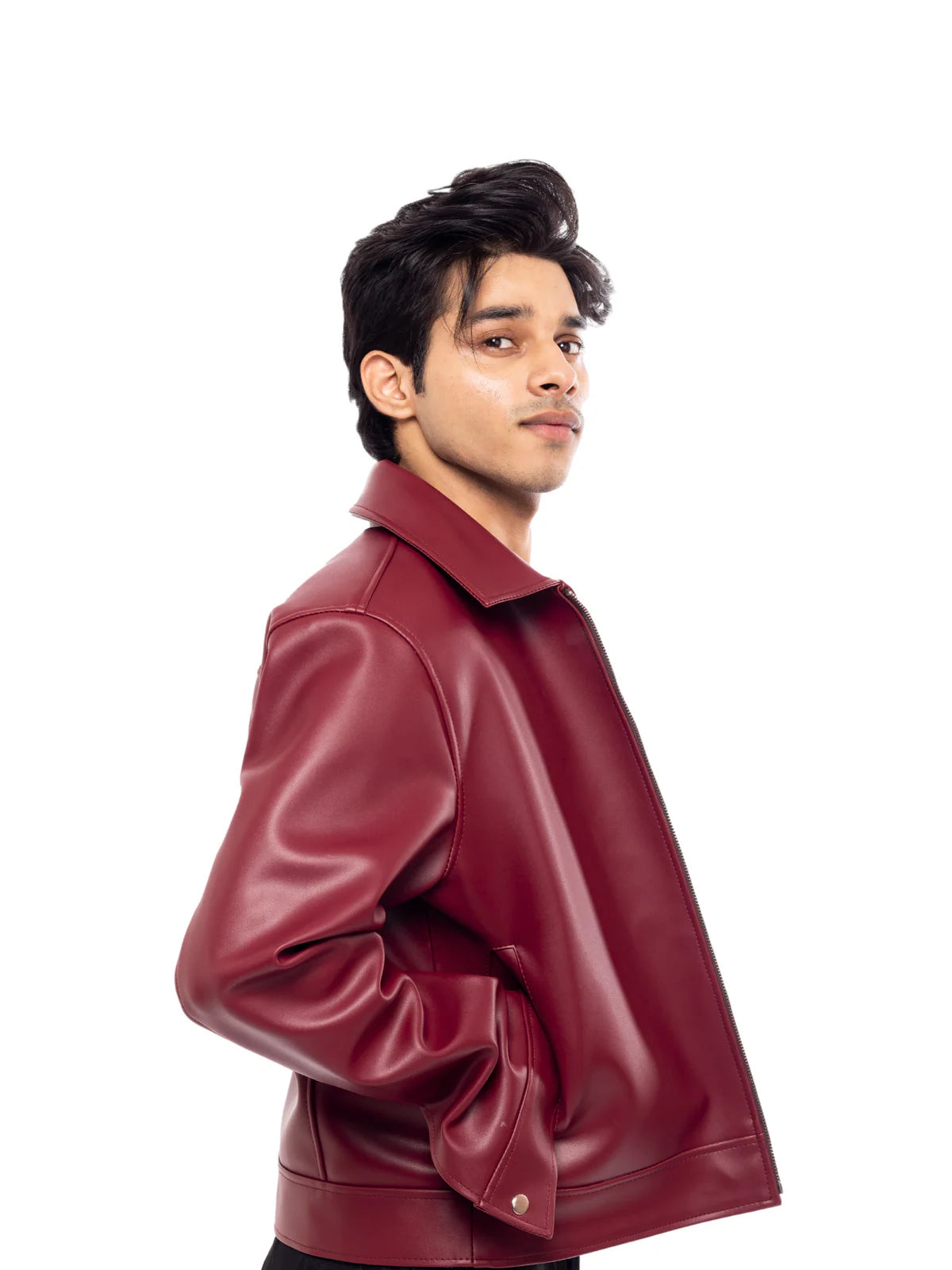 Classic Cherry red Unisex Collar Leather Jacket – City Apparel Premium Collection.