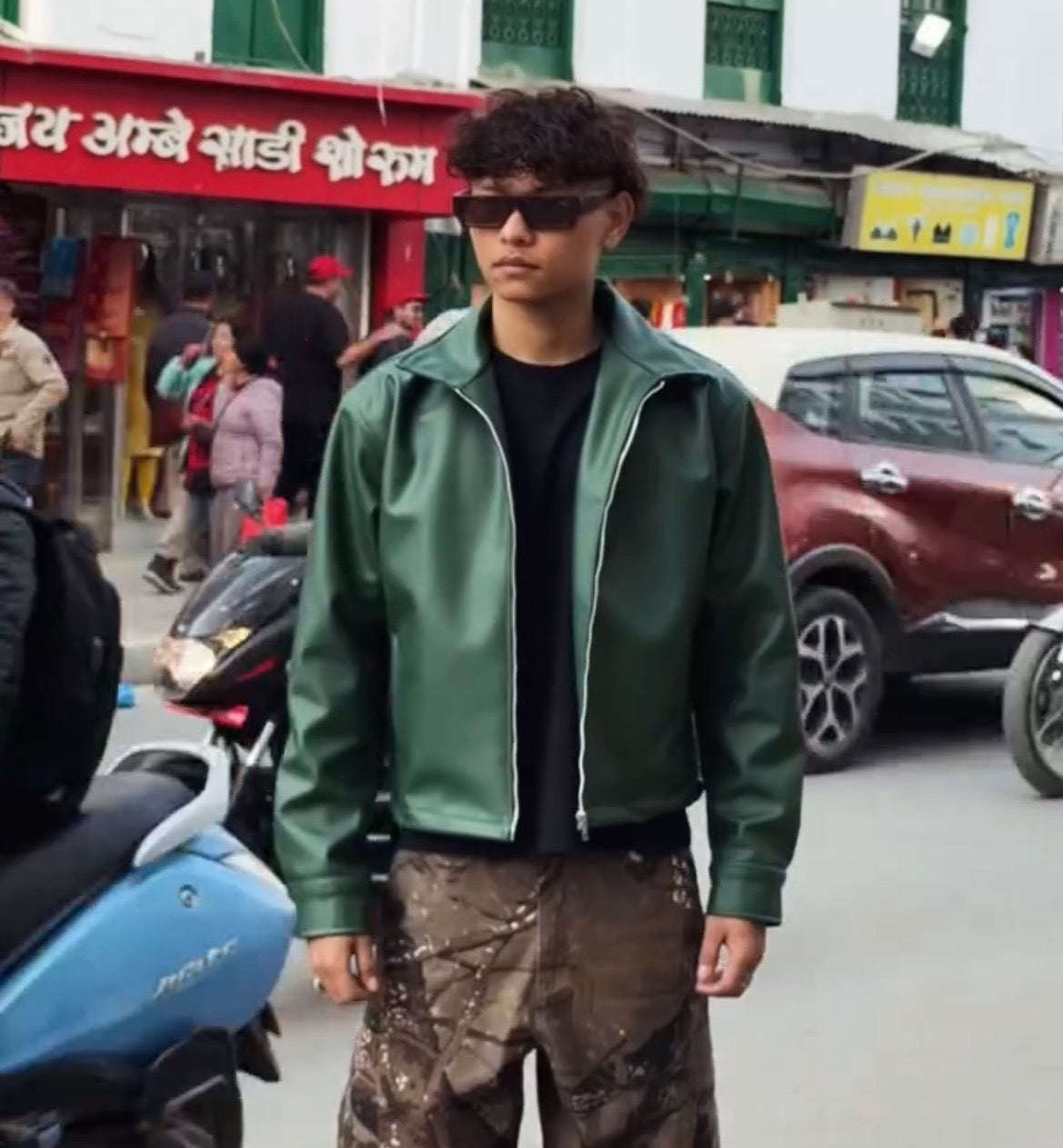 Classic Forest Green Collar Leather Jacket – City Apparel Premium Collection.