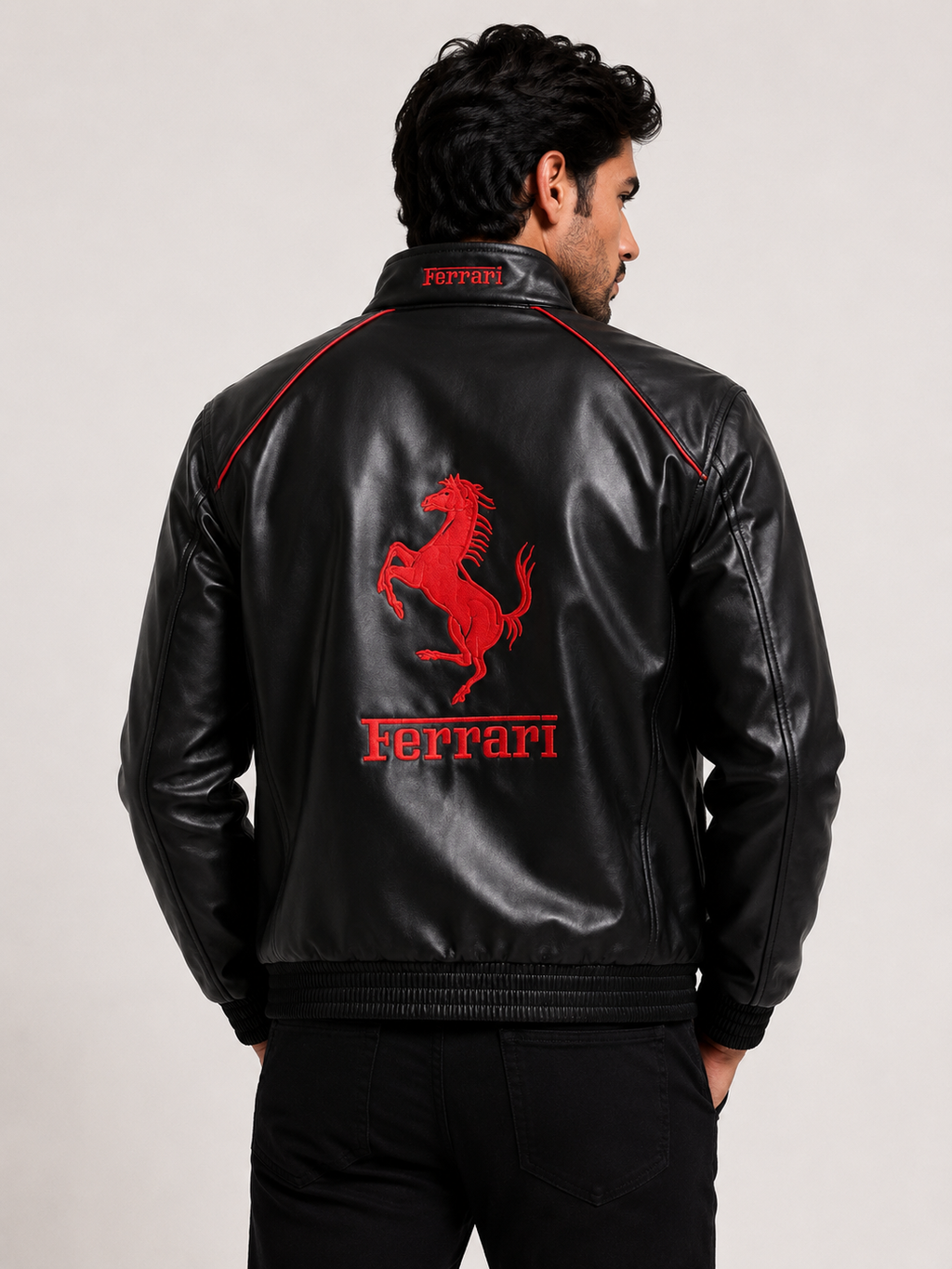 Ferrari Leather Jacket – Premium F1 Racing Style | City Apparel