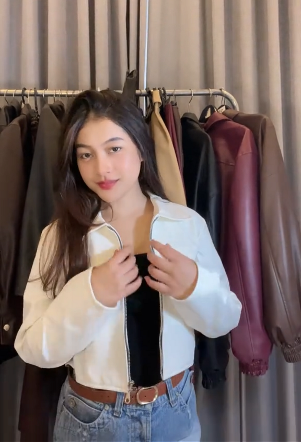 Classic Milky White Crop Collar Leather Jacket – City Apparel Premium Collection.