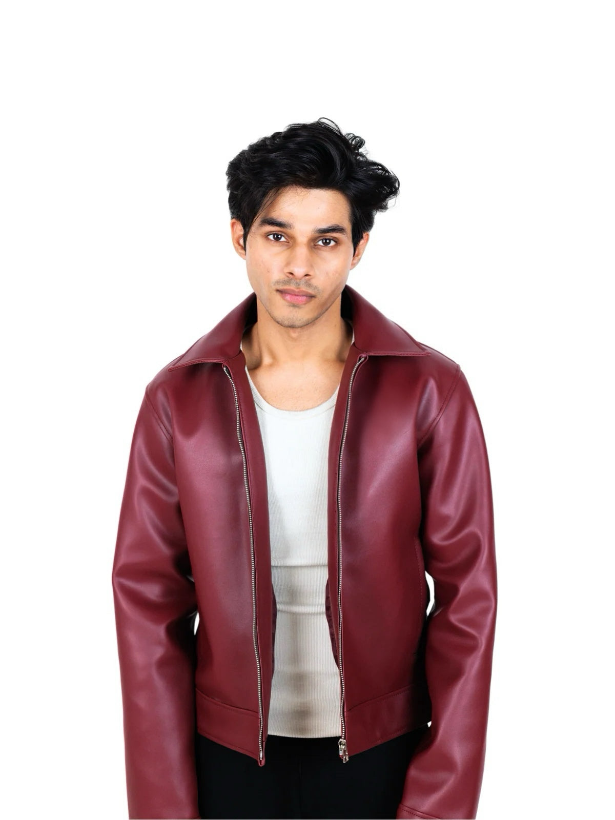 Classic Cherry red Unisex Collar Leather Jacket – City Apparel
