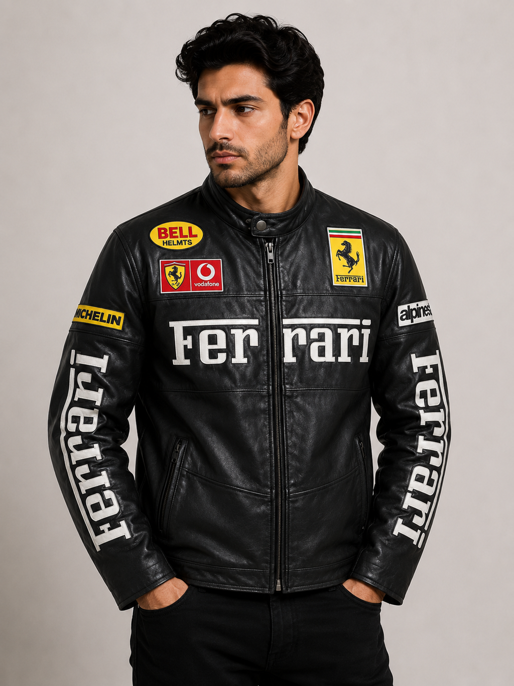 Midnight Racing Premium Leather Jacket – Black Edition