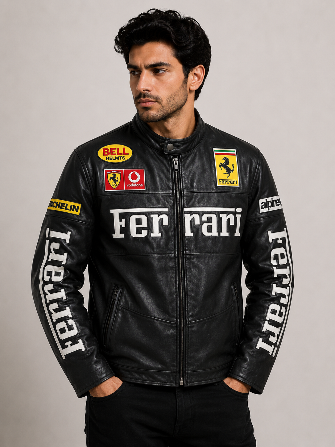 Midnight Racing Premium Leather Jacket – Black Edition