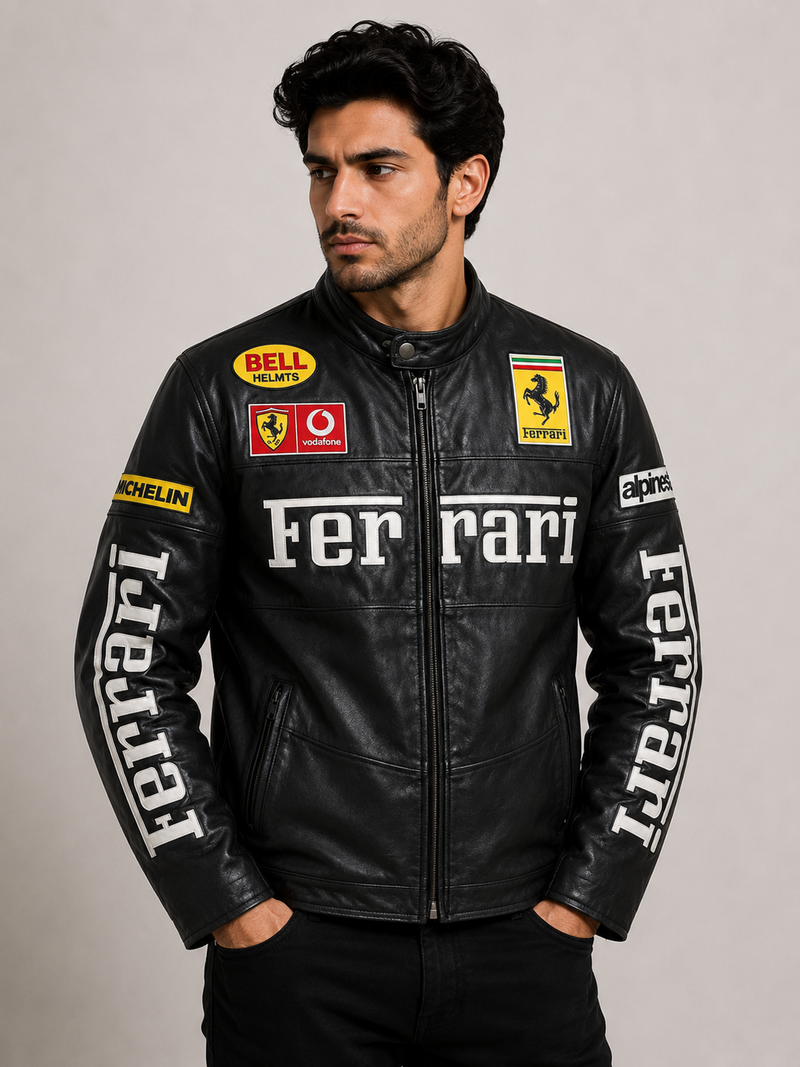 Ferreri Whole Black Midnight Racing Premium Leather Jacket