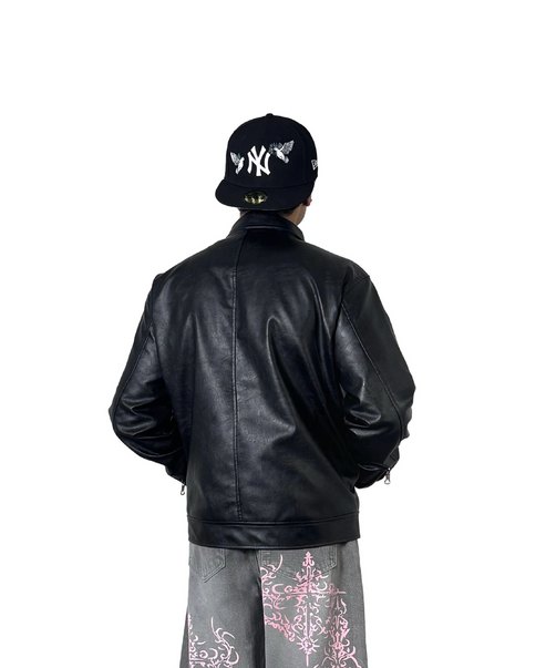 City Apparel Premium Black Leather Jacket for Men | Classic Toggle Closure | Regular Fit