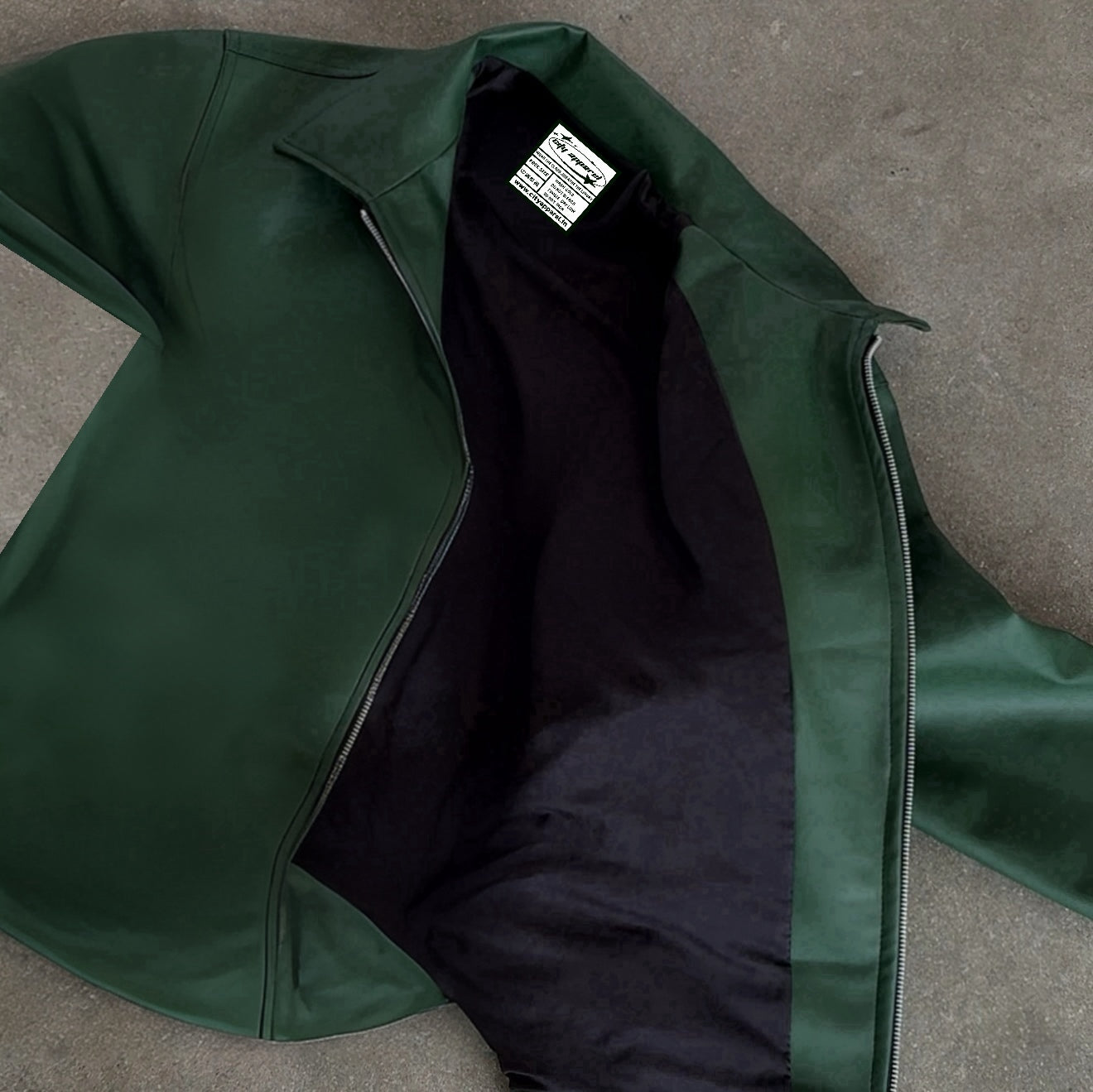 Classic Forest Green Collar Leather Jacket – City Apparel Premium Collection.