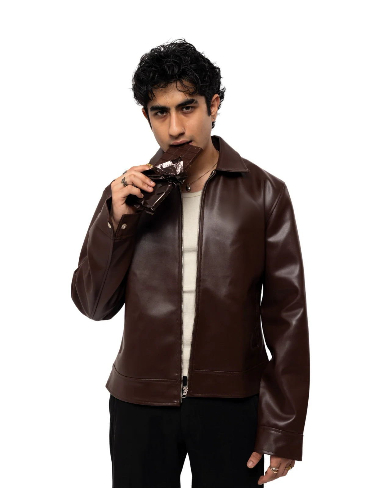 Classic Chocolate Brown Unisex Collar Leather Jacket – City Apparel Premium Collection.
