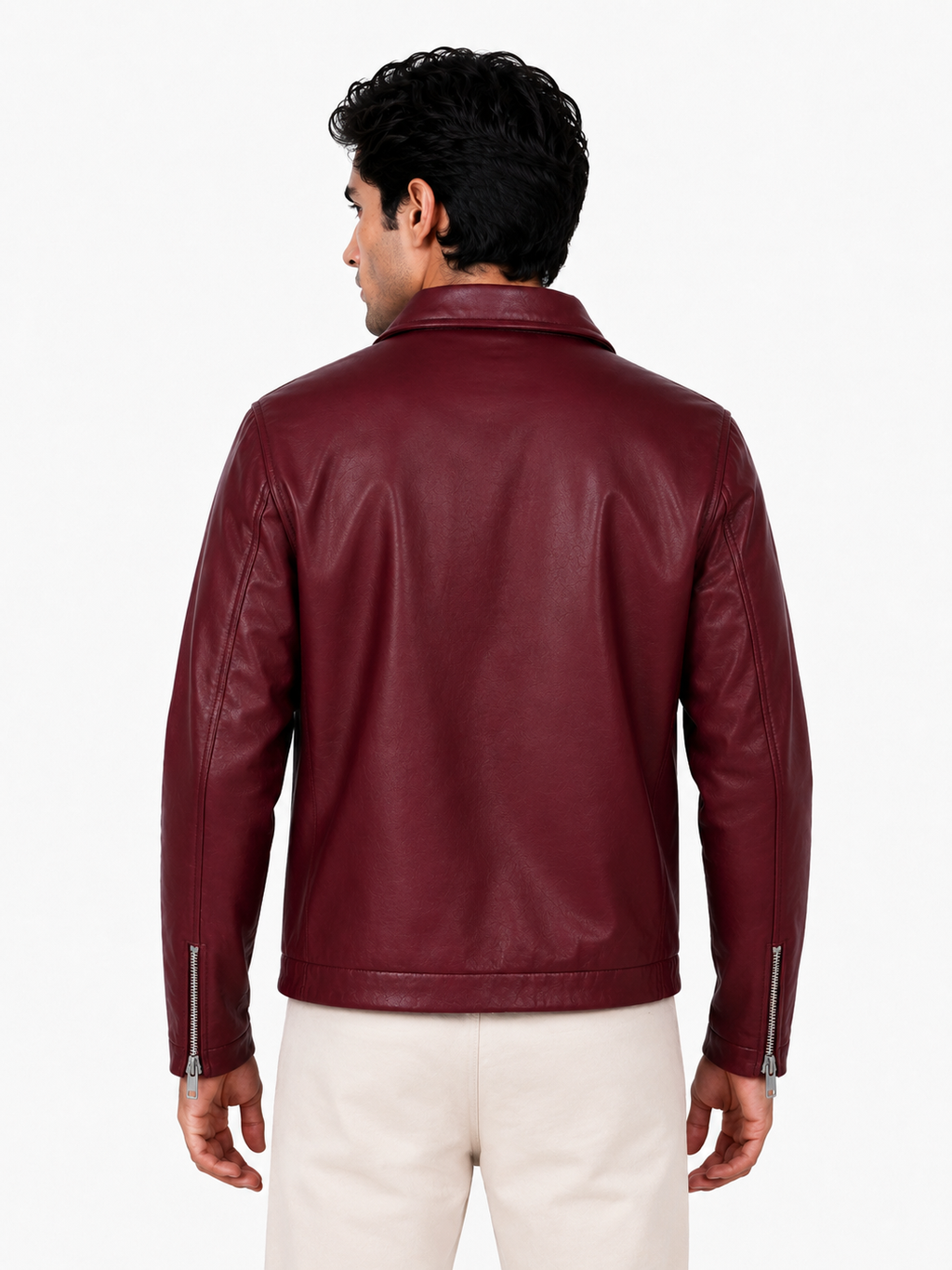 Classic Cherry red Unisex Collar Leather Jacket – City Apparel Premium Collection.