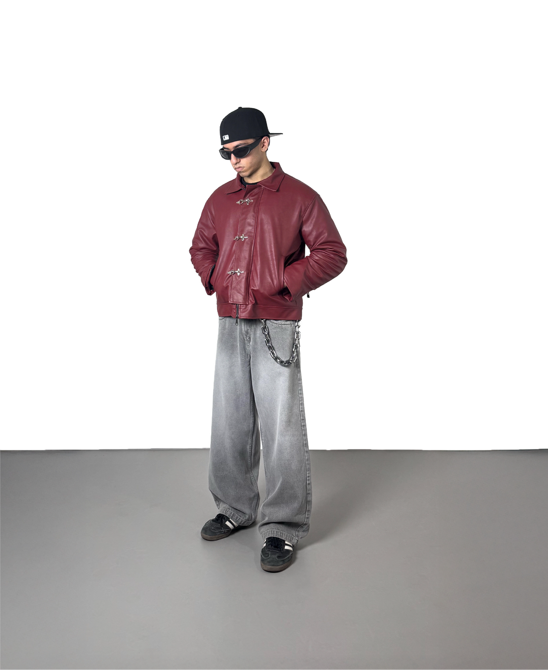 City Apparel Premium Maroon Leather Jacket for Men | Classic Toggle Closure | Regular Fit