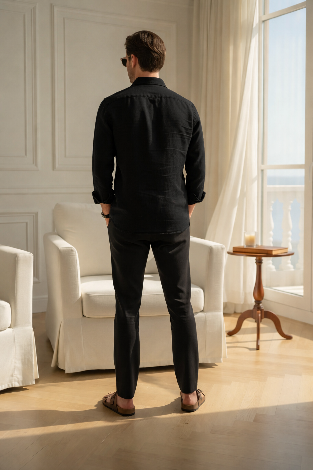 Premium Black Linen Shirt With Black Linen Pants – Summer Casual Combo