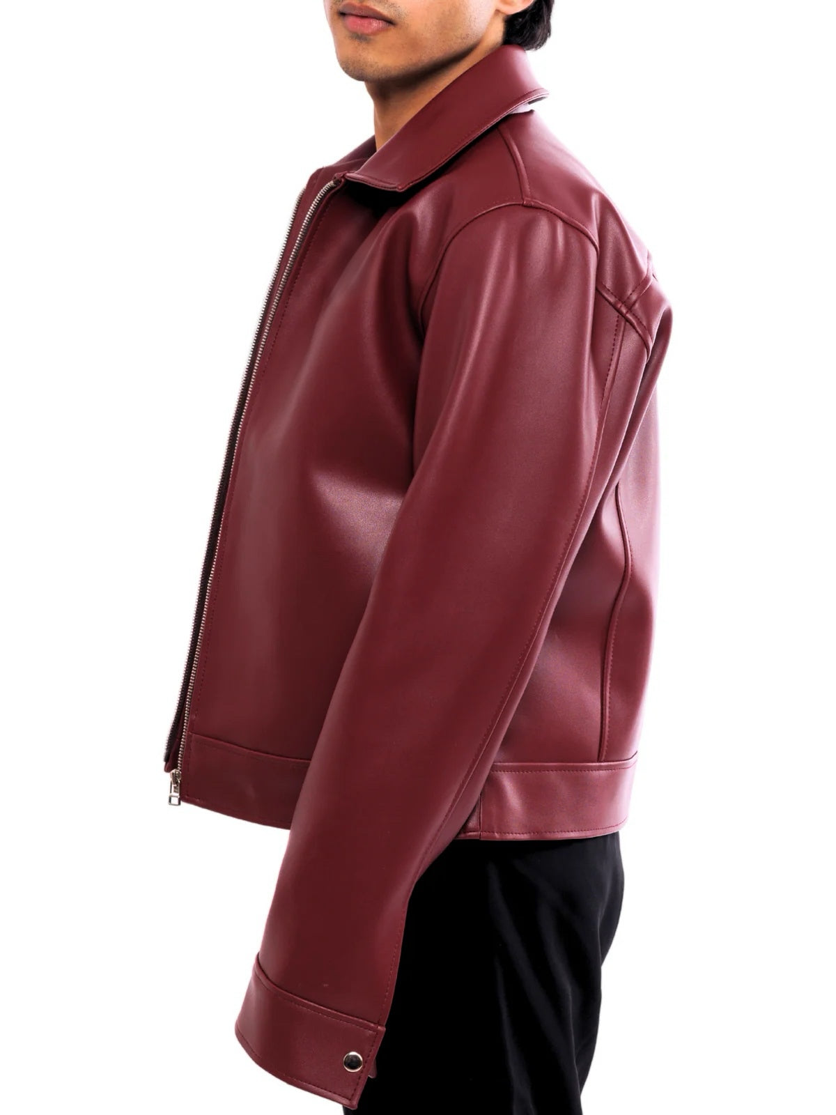 Classic Cherry red Unisex Collar Leather Jacket – City Apparel Premium Collection.