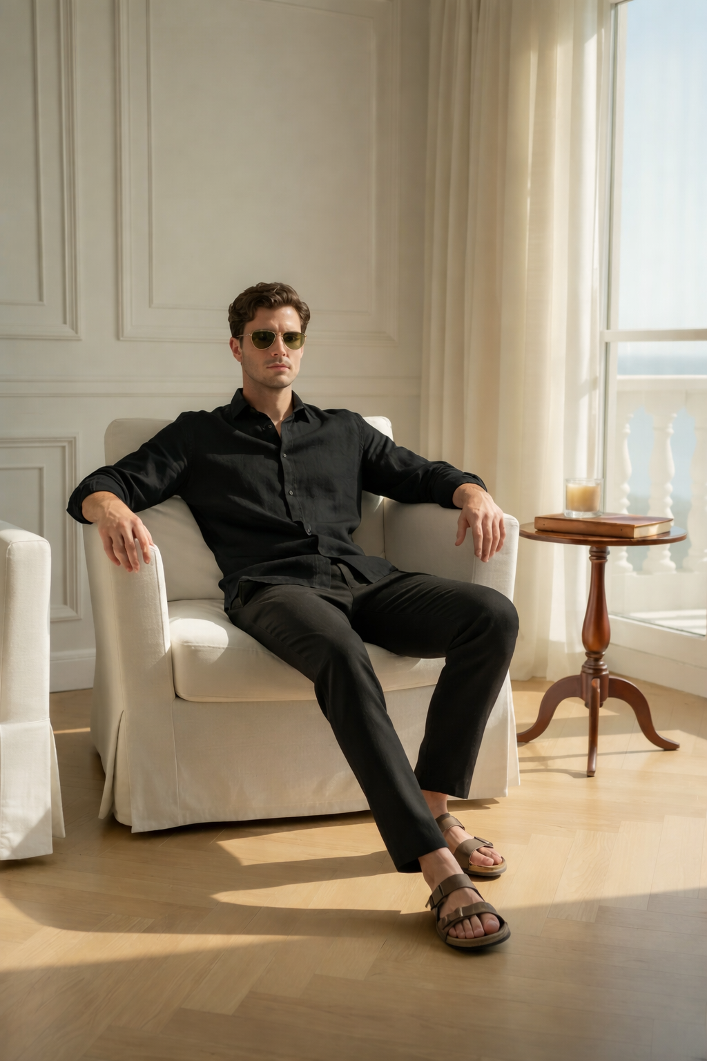 Premium Black Linen Shirt With Black Linen Pants – Summer Casual Combo