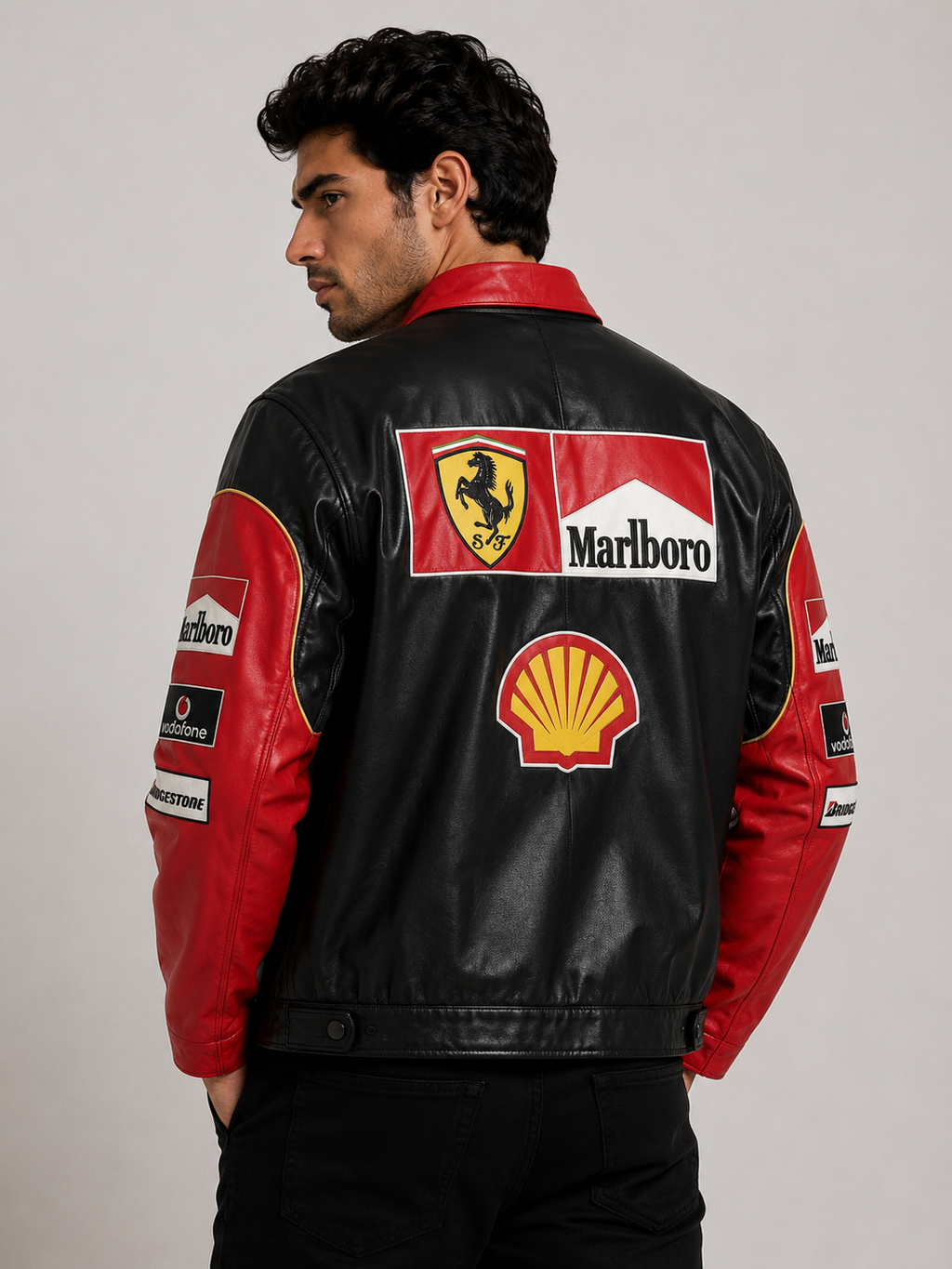 Grand Prix Racing Premium Leather Jacket – Black & Red Edition