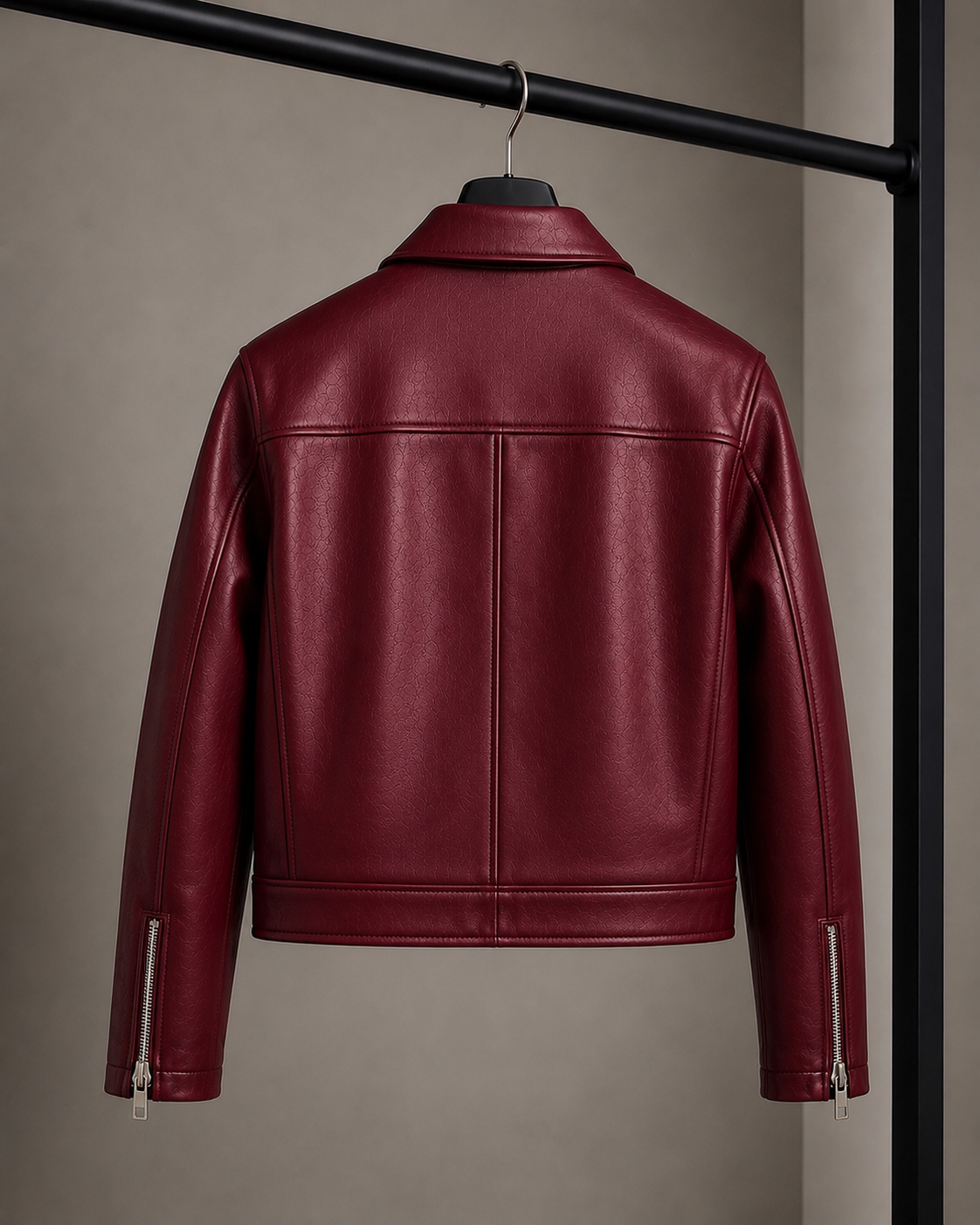 City Apparel Premium Maroon Leather Jacket for Men | Classic Toggle Closure | Regular Fit