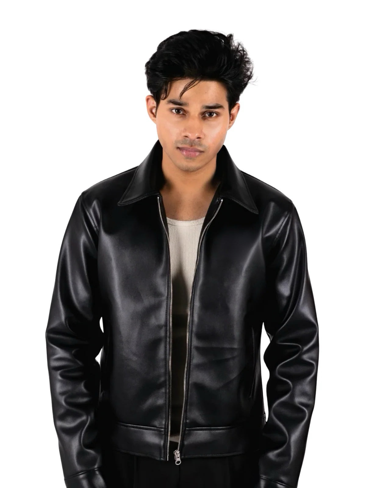 Classic Black Collar Leather Jacket – City Apparel Premium Collection