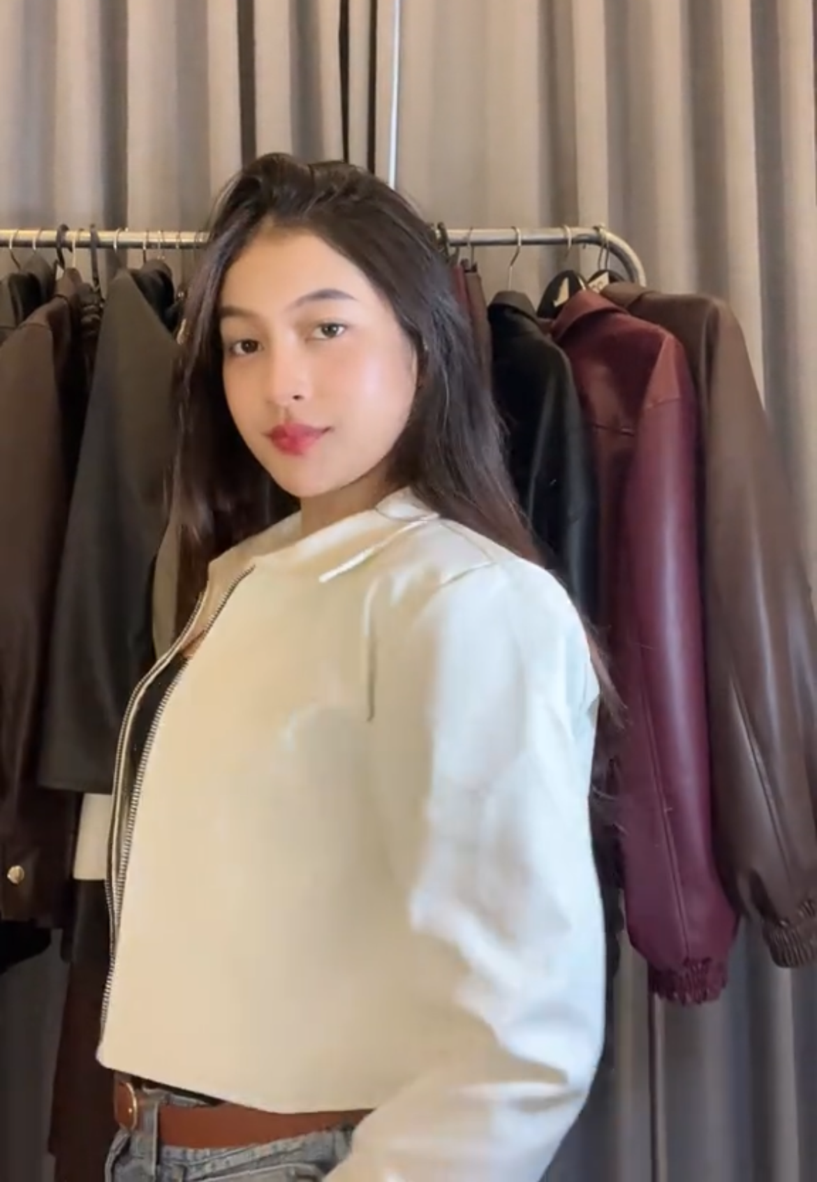 Classic Milky White Crop Collar Leather Jacket – City Apparel Premium Collection.