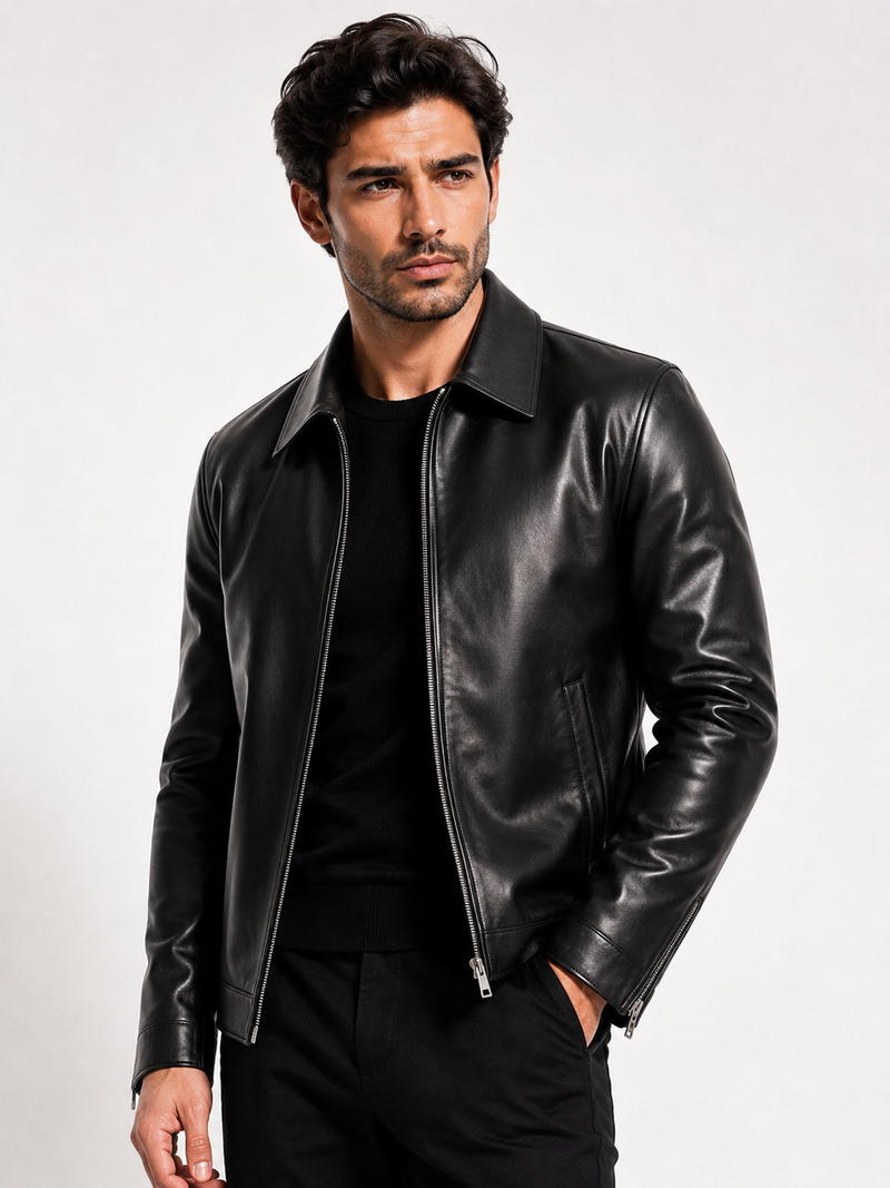 Midnight Black Premium Leather Jacket – Luxury Edition