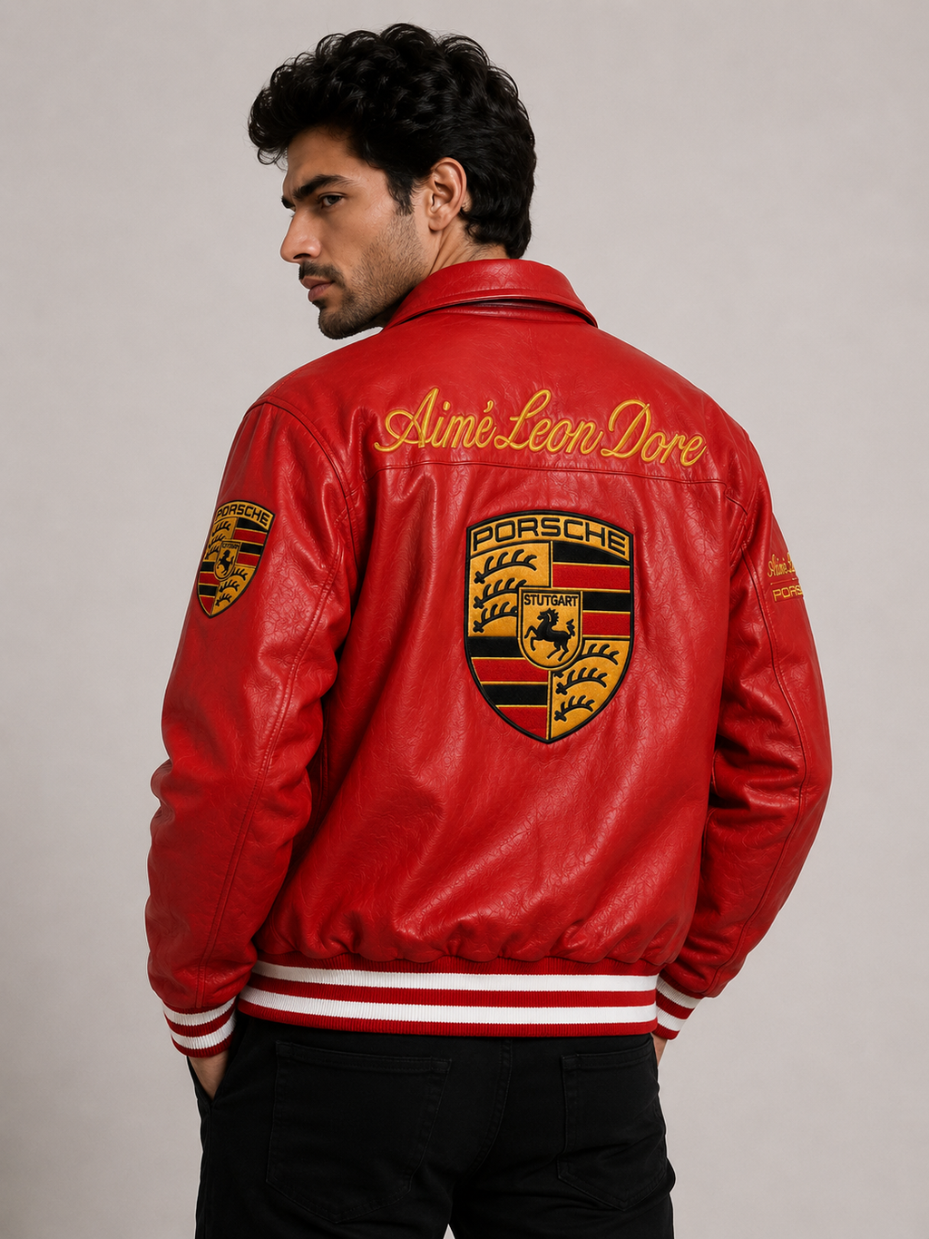Crimson Racing Premium Leather Jacket – Red Edition