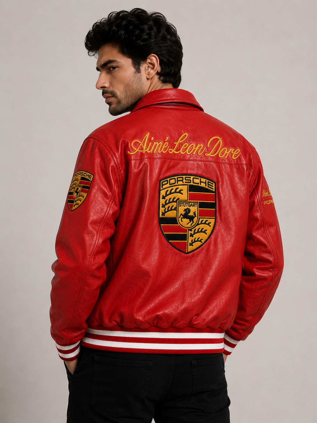 Crimson Racing Premium Leather Jacket – Red Edition