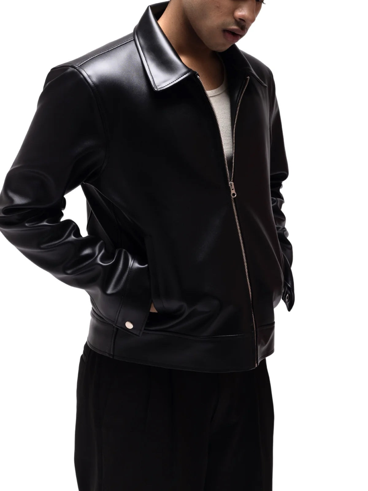 Classic Black Collar Leather Jacket – City Apparel Premium Collection