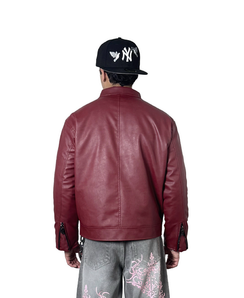 City Apparel Premium Maroon Leather Jacket for Men | Classic Toggle Closure | Regular Fit