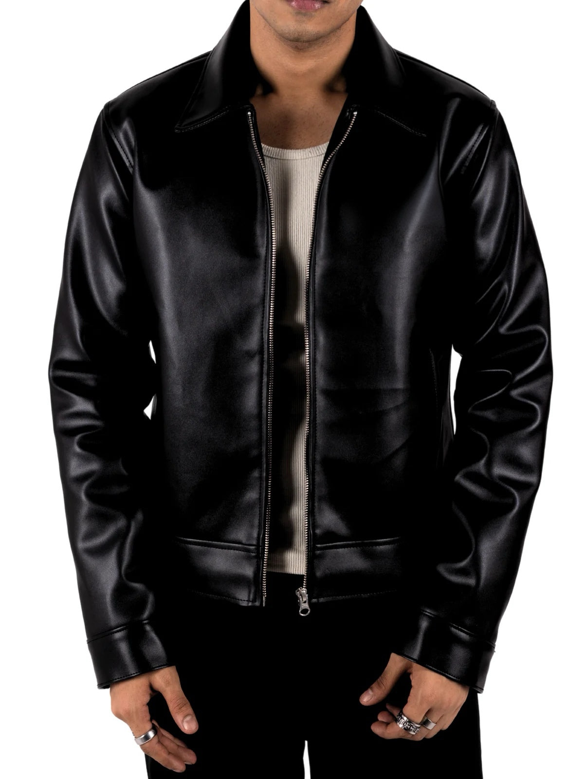Classic Black Collar Leather Jacket – City Apparel Premium Collection
