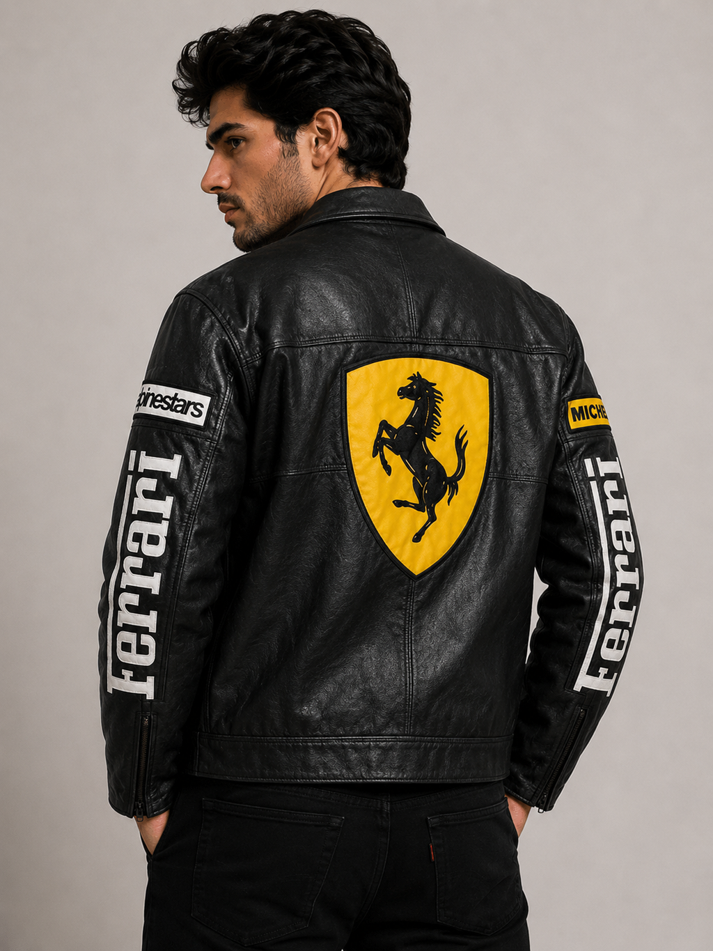 Midnight Racing Premium Leather Jacket – Black Edition