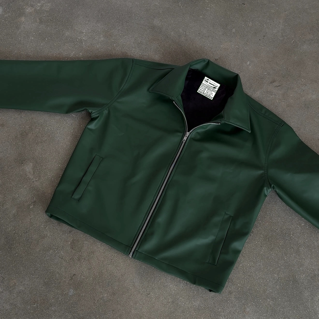 Classic Forest Green Collar Leather Jacket – City Apparel Premium Collection.